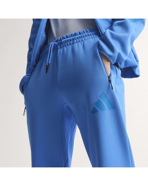 Adidas Blue Z.N.E. Tapered-Fit Tracksuit Bottoms for men