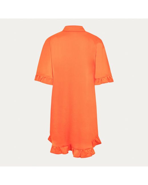 AX Paris Orange Frill Detail Button Front Shirt Dress