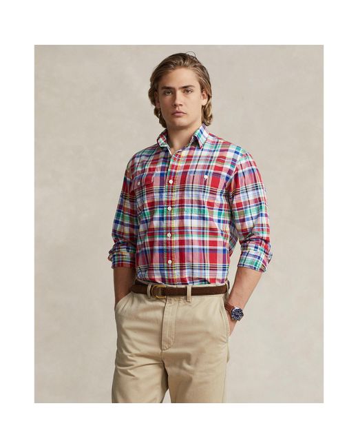 Polo Ralph Lauren Red Oxford Check Shirt for men