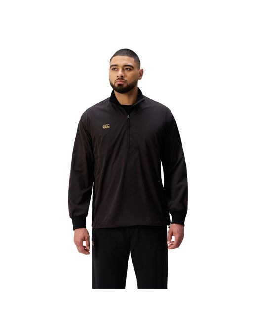 Canterbury Black Tempo+ Breakdown Contact Quarter-Zip Long Sleeve Performance Rugby Jacket for men