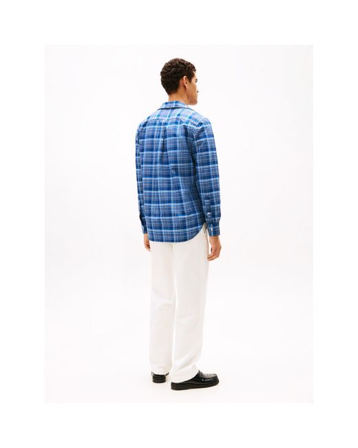 Tommy Hilfiger Blue Check Oxford Long Sleeve Patterned Shirt for men