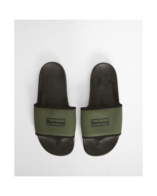 Barbour Green Cresswell Sliders for men