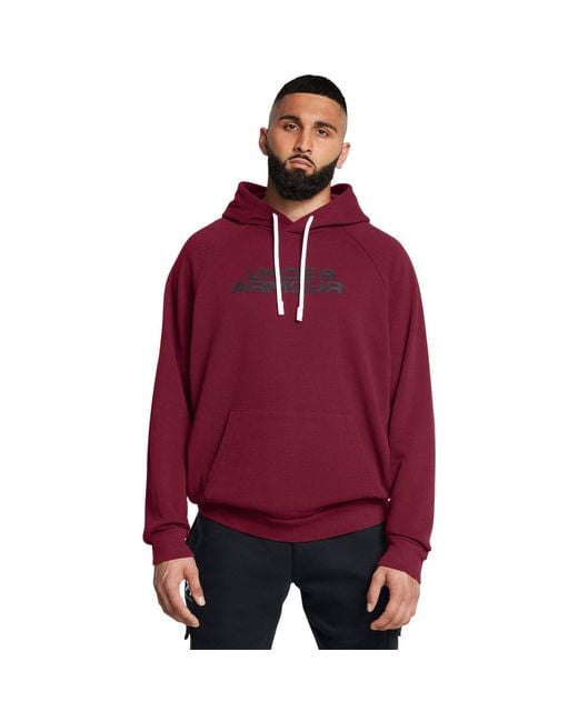 Under Armour Red Rival Fleece Hoodie for men