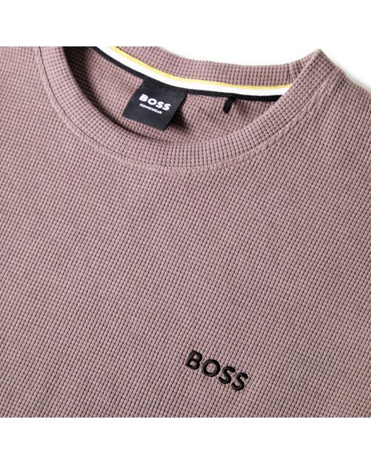 Boss Purple Bodywear Waffle T-Shirt With Structured Design for men