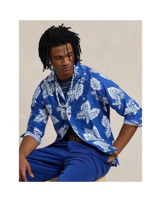 Polo Ralph Lauren Blue Classic Fit Monstera Oxford Shirt for men