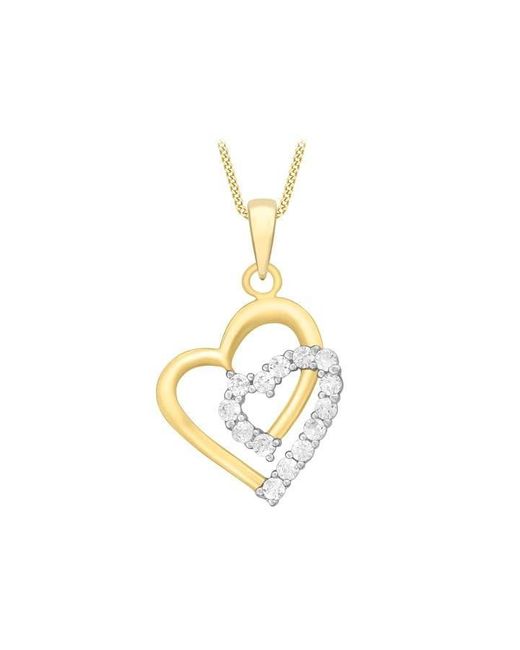 Be You Metallic 9ct Double Heart Cz Necklace