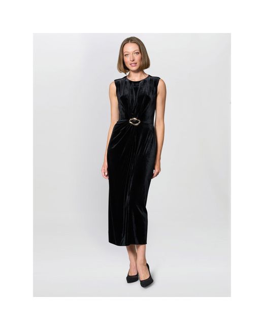 Gina Bacconi Black Cher Button Front Knit Midi Dress