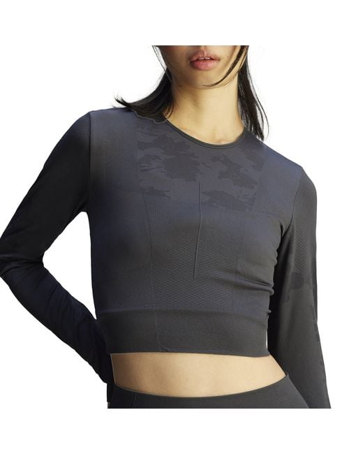 Adidas By Stella McCartney Gray Adidas Truestrength Seamless Long Sleeve Yoga Top