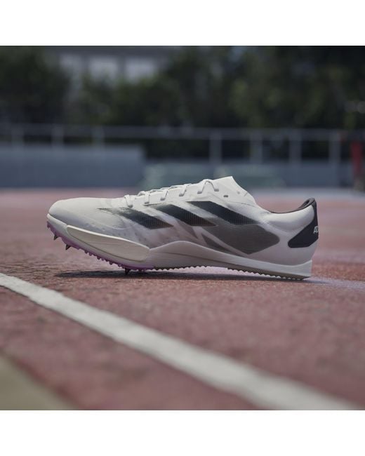 Adidas White Adizero Ambition Running Spikes for men