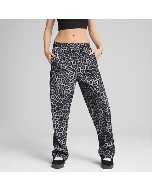 PUMA Black T7 Leo Luxe All Over Print Open Hem Joggers