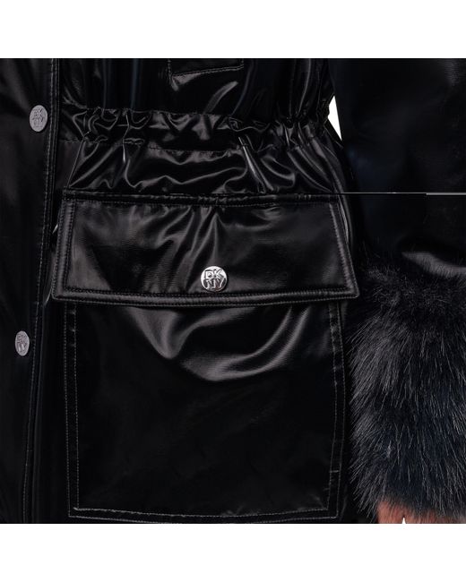 DKNY Black Faux Fur Lngjkt Ld64