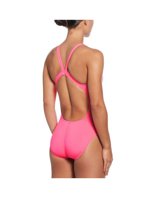 Nike Pink Hydrastrong Solid Fastback One Piece