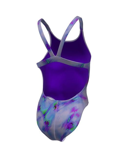 Nike Purple Hydrastrong Multi Print Fastback One-Piece