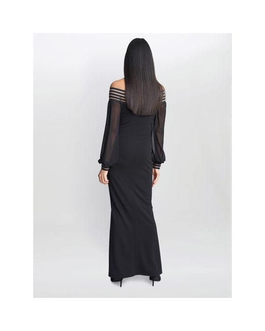 Gina Bacconi Black Vanessa Crepe Maxi Dress With Neck Trim