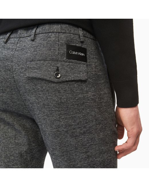Calvin Klein Gray Tapered Fit Check Trousers for men