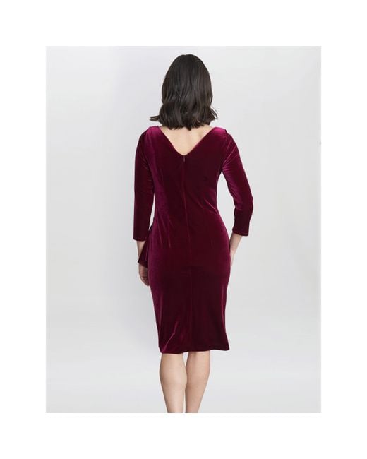 Gina Bacconi Red Zoe Velvet Wrap Dress