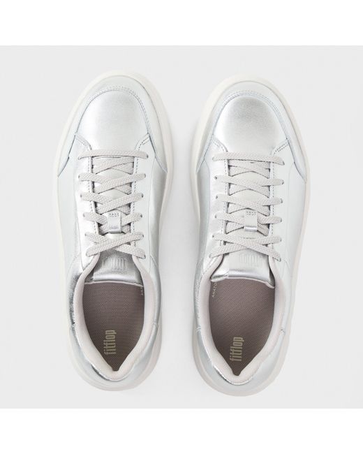 Fitflop White Metallic Leather Low-Top Trainers