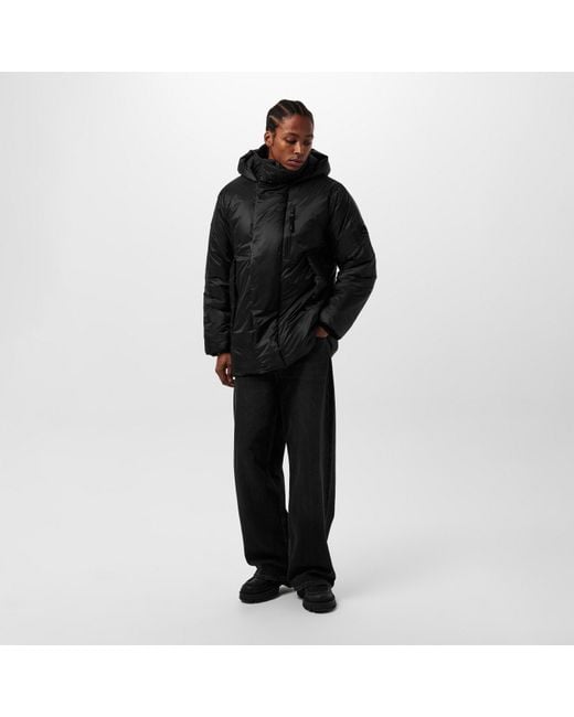 Rains Black Torna Long Waterproof Windproof Hooded Medium Puffer Jacket for men