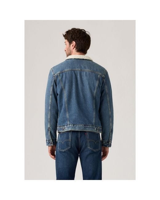 Levi's Blue Type 3 Sherpa Cotton Mix Long Sleeve Denim Jacket for men