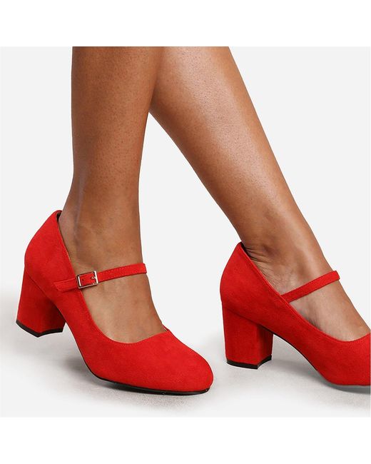 Where's That From Red Wheres Block Heel Mary Jane Pumps