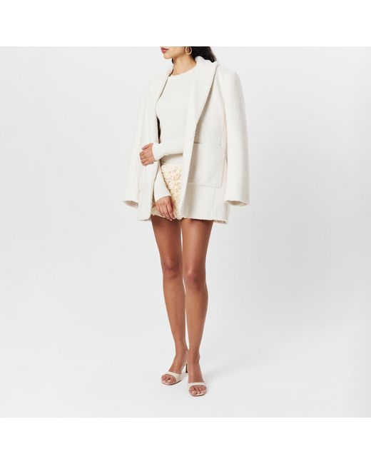 Naked Wardrobe Natural Boucle Long Sleeve Oversized Blazer
