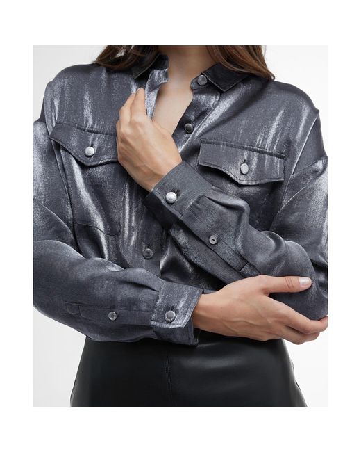 Barbour Gray Della Satin Long-sleeved Shirt