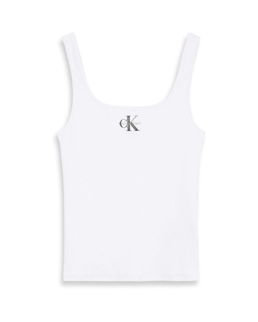 Calvin Klein White Ckj Mono Scoop Vest