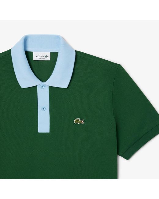 Lacoste Green Contrast Collar L.12.12 Polo Shirt for men