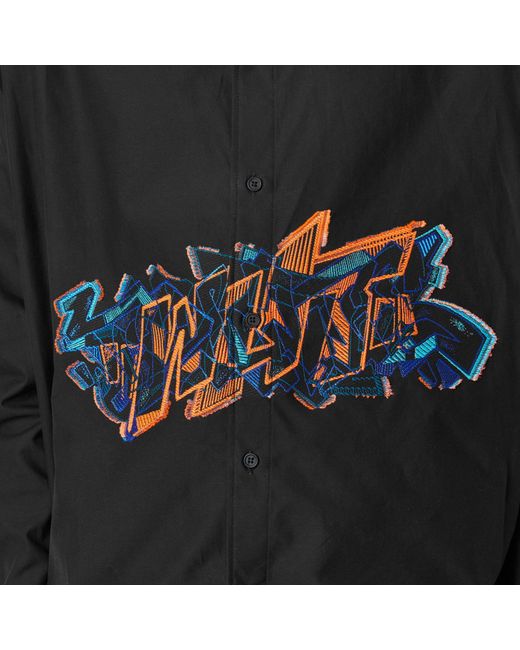 Off-White c/o Virgil Abloh Black Grf Cp Button-Front Oversize Overshirt for men