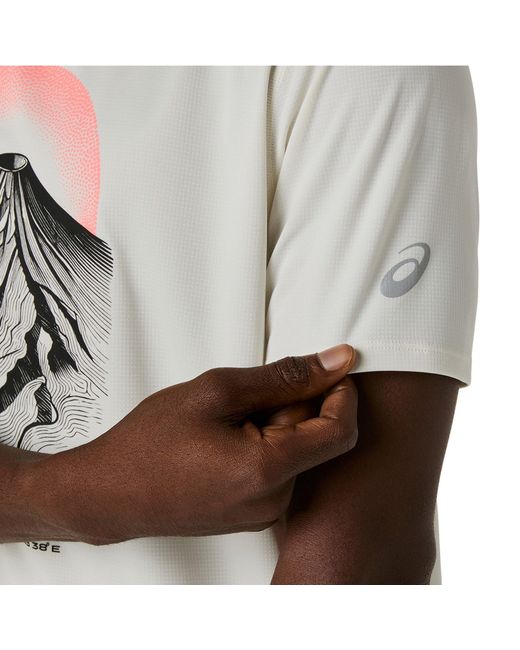 Asics White Fuji Logo Short Sleeve Running T-Shirt for men