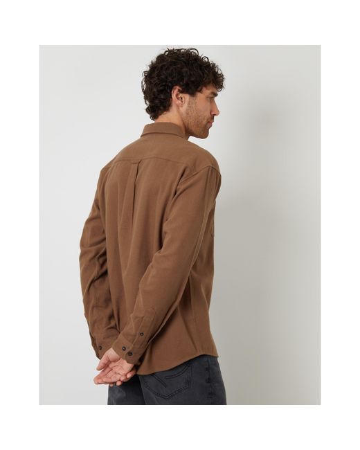 Threadbare Brown Tb Firfield Long Sleeve Patterned Shirt for men