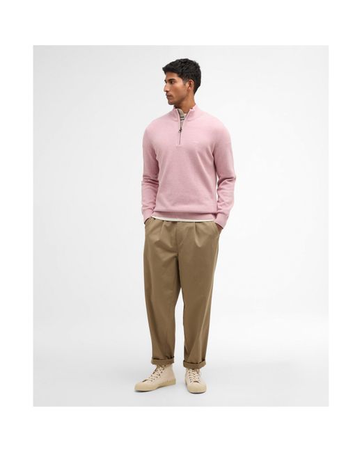 Barbour Pink Half-Zip Jumper for men