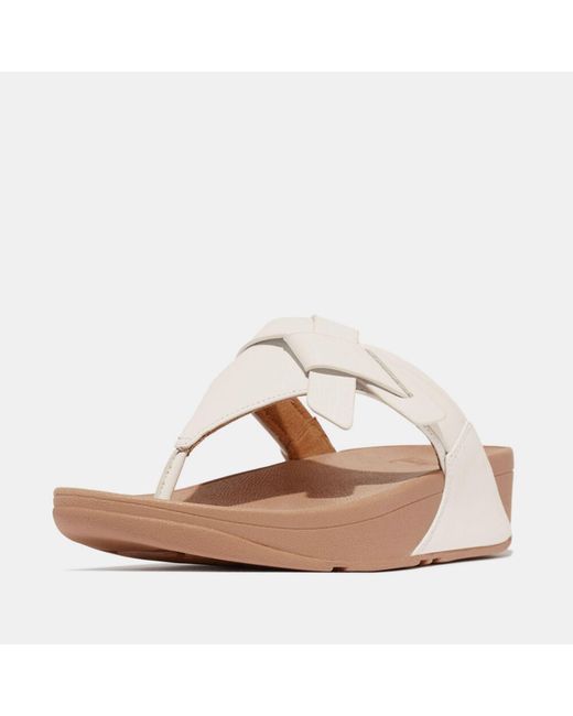Fitflop Natural Lulu Folded-Knot Leather Toe-Post Sandals