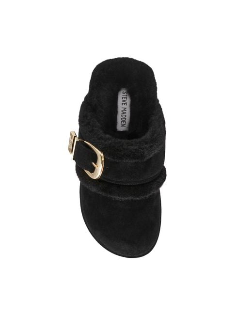 Steve Madden Black Cosy Up Flat Mule