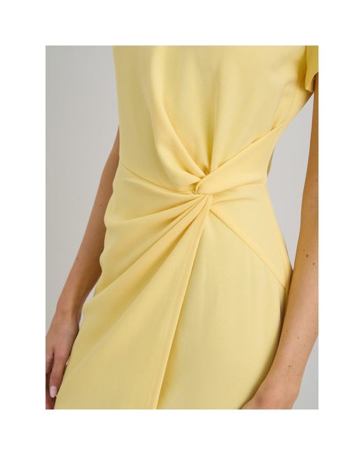 Gina Bacconi Yellow Peggy Short Faux Wrap V Neck Dress