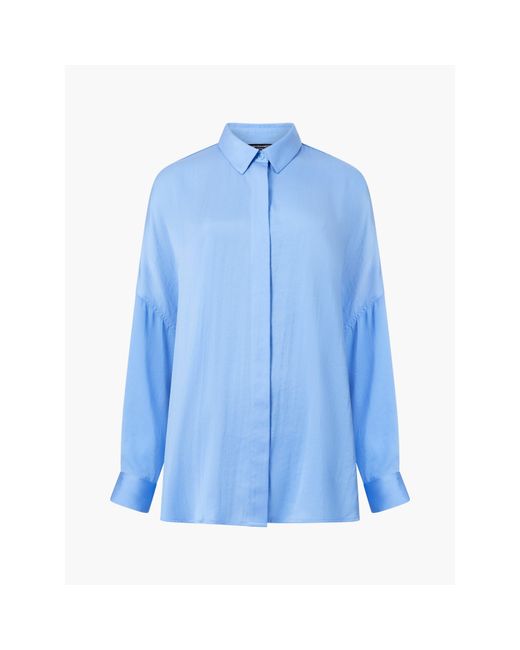 French Connection Blue Damasco Long Sleeve Blouse