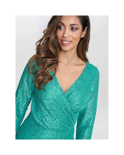 Gina Bacconi Green Fearne Lace Wrap Maxi Dress