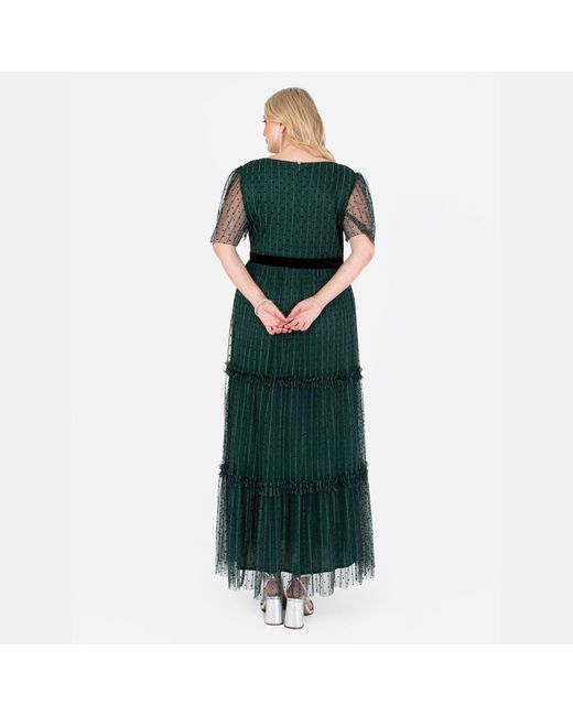 Lovedrobe Green Luxe Polka Dot & Stripe Tiered Maxi Dress