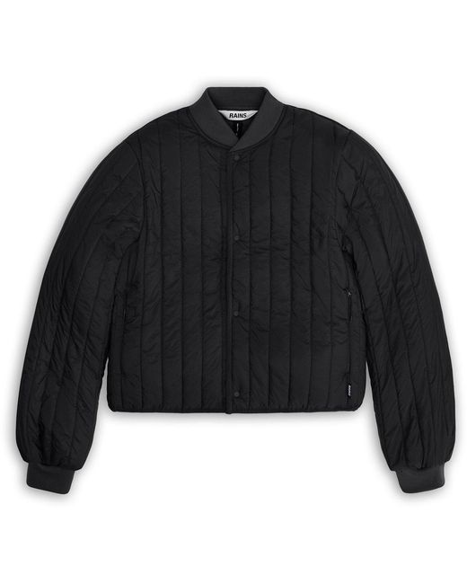 Rains Black Banja Liner Bomber Water Resistant Cropped Quilted Jacket