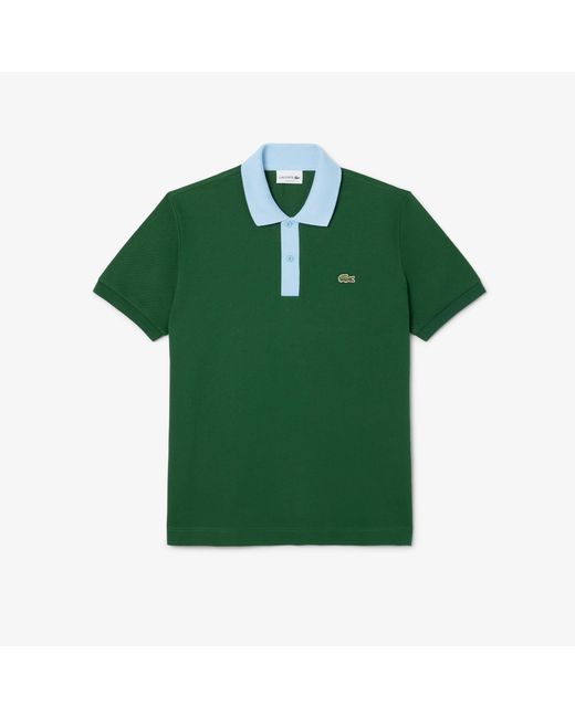 Lacoste Green Contrast Collar L.12.12 Polo Shirt for men