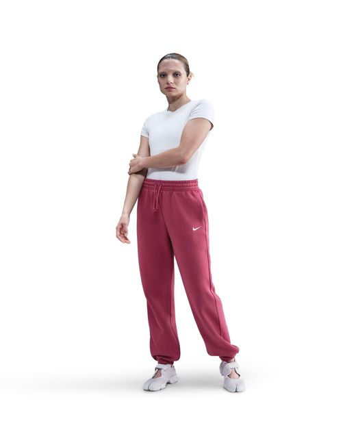 Nike Red Sportswear Phoenix Fleece Mid-Rise Sweatpants