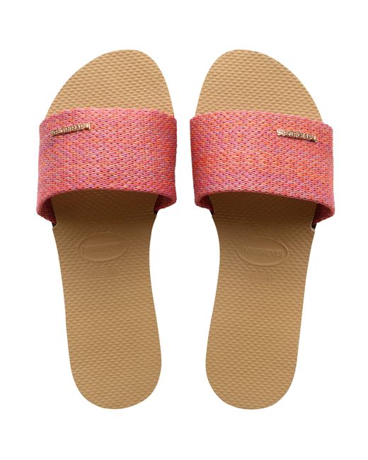 Havaianas Pink Hav. You Malta Golden Flip Flops