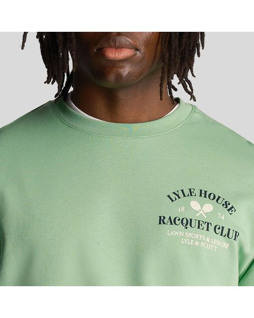 Lyle & Scott Green Racquet Club Graphic Sweatshirt for men