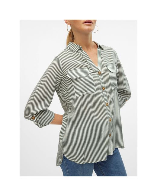 Vero Moda Gray Long-Sleeve Plain Shirt