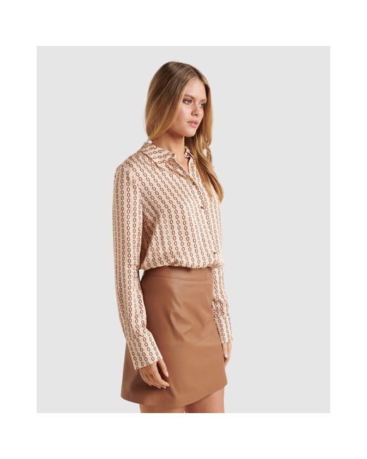 Forever New Multicolor Lila Longline Printed Satin Shirt