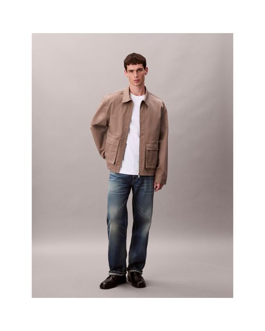 Calvin Klein Natural Ribbed Harrington Jacket for men