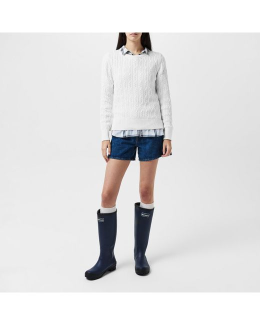 Barbour White Hampton Knit Sweater