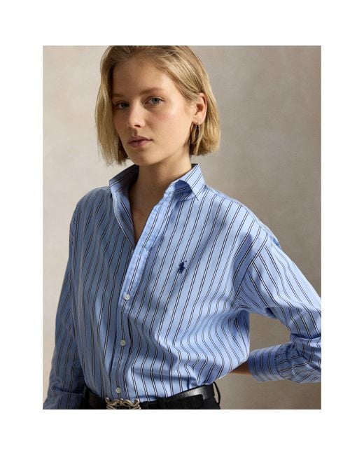 Polo Ralph Lauren Blue Stripe Long Sleeve Oxford Shirt
