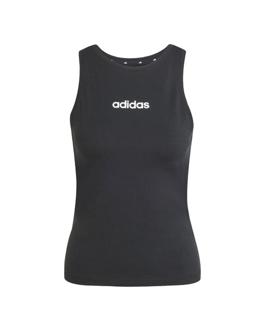 Adidas Black Essentials Linear Slim Cotton Tank Top