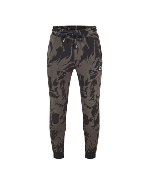 Criminal Damage Gray Abstract Jog Closed Hem Fleece Joggers for men
